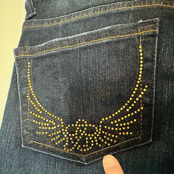 ROCK & REPUBLIC Kasandra Dark Bedazzled Wings Back Pockets Denim Jeans Size 2 - Picture 8 of 10